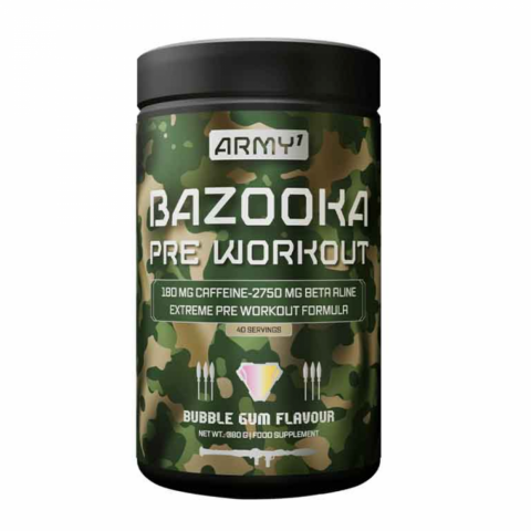 Army1 Bazooka Pre Workout 380 gr – predtréningovka pre energiu, sústredenie a pumpu, Lagomstore.sk