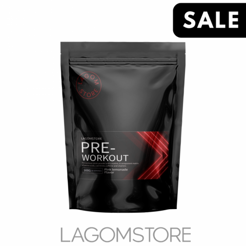 Lagomstore Pre-Workout 500 g – predtréningový komplexný nápoj s 18 aktívnymi látkami, prírodným kofeínom, kreatínom a beta-alanínom